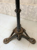 Circular Solid Oak and Black Antique Cast Iron Pedestal Bistro Table