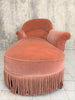 19th Century Pink Velvet Side Facing French Chaise Longue with Turned Ebonised Pear Wood Legs to Upholster