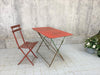 Set of Red Folding Green Garden Table and Bistro Chair