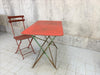 Set of Red Folding Green Garden Table and Bistro Chair