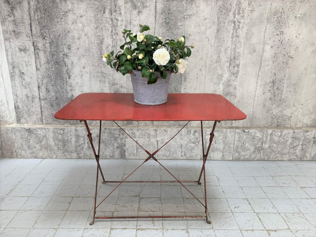 Red Metal Folding Bistro Garden Table