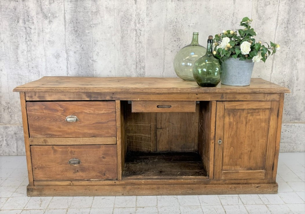 French Rustic Shop Counter Storage
