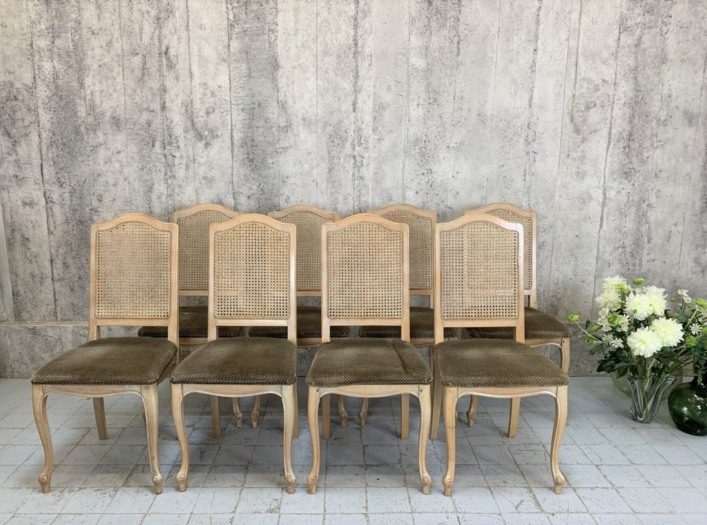 Set of 8 Vintage Cane Dining Chairs