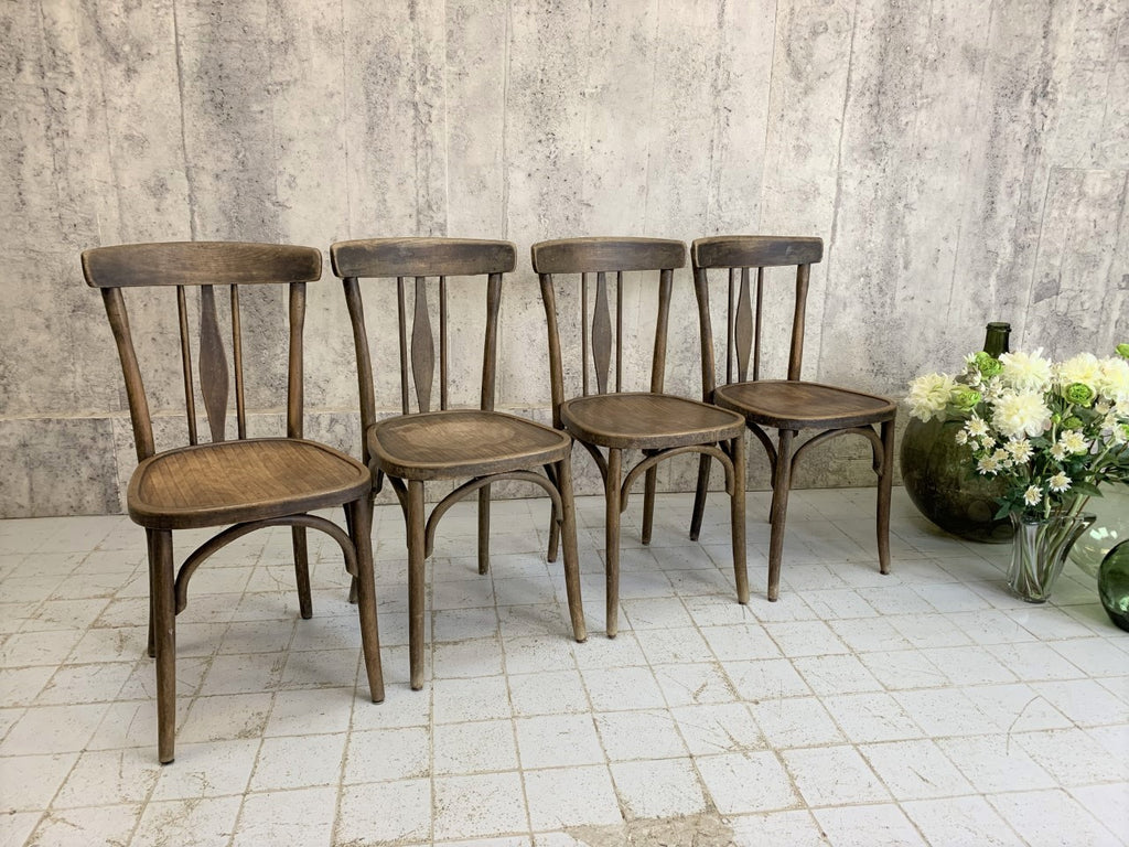 Set of 4 Wooden French Bistro Chairs