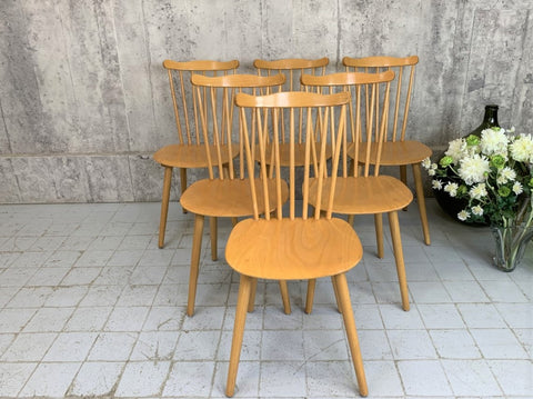 Set of 6 Wooden Menuet Baumann Bistro Dining Chairs