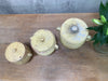 Set of Three Yellow Antique French Confit Pots with Lids