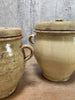 Set of Three Yellow Antique French Confit Pots with Lids