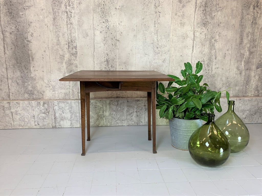 Square Walnut Wood Drop Leaf Occasional Side Table