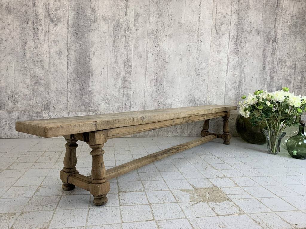 243.5cm Solid Oak Wooden Bench
