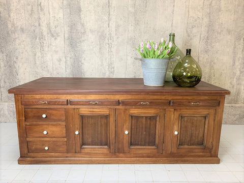 1800's Tailor's Walnut Shop Counter Sideboard Drawers Cupboard