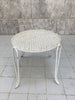 White Metal Garden Circular Table with Two Carvers, One Additional Chair and One Stool