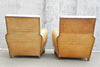 Pair of French Square Backed Light Leather Club Chairs
