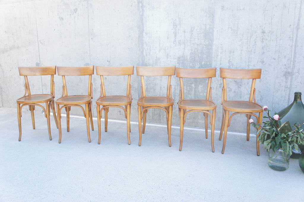Set of Six Vintage French Bentwood Bistro Chairs