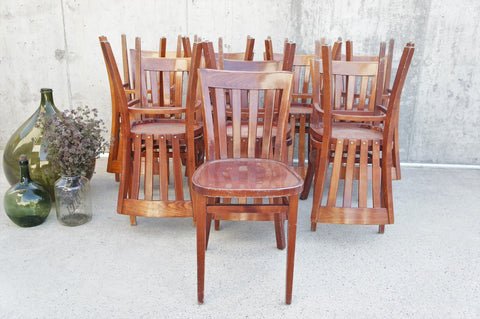 Set of 15 Wooden French Bistro Chairs