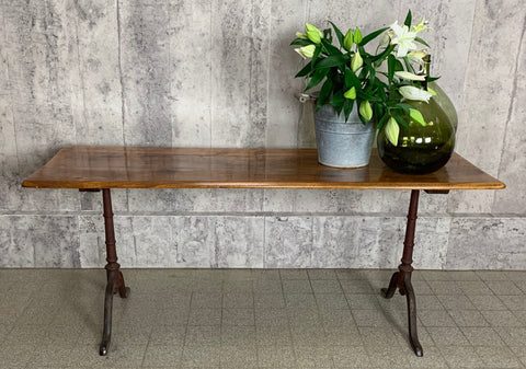 180.5cm Walnut Wood and Cast Iron French Bistro Cafe Table Desk