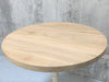 Circular Solid Oak and White Antique Cast Iron Pedestal Bistro Table